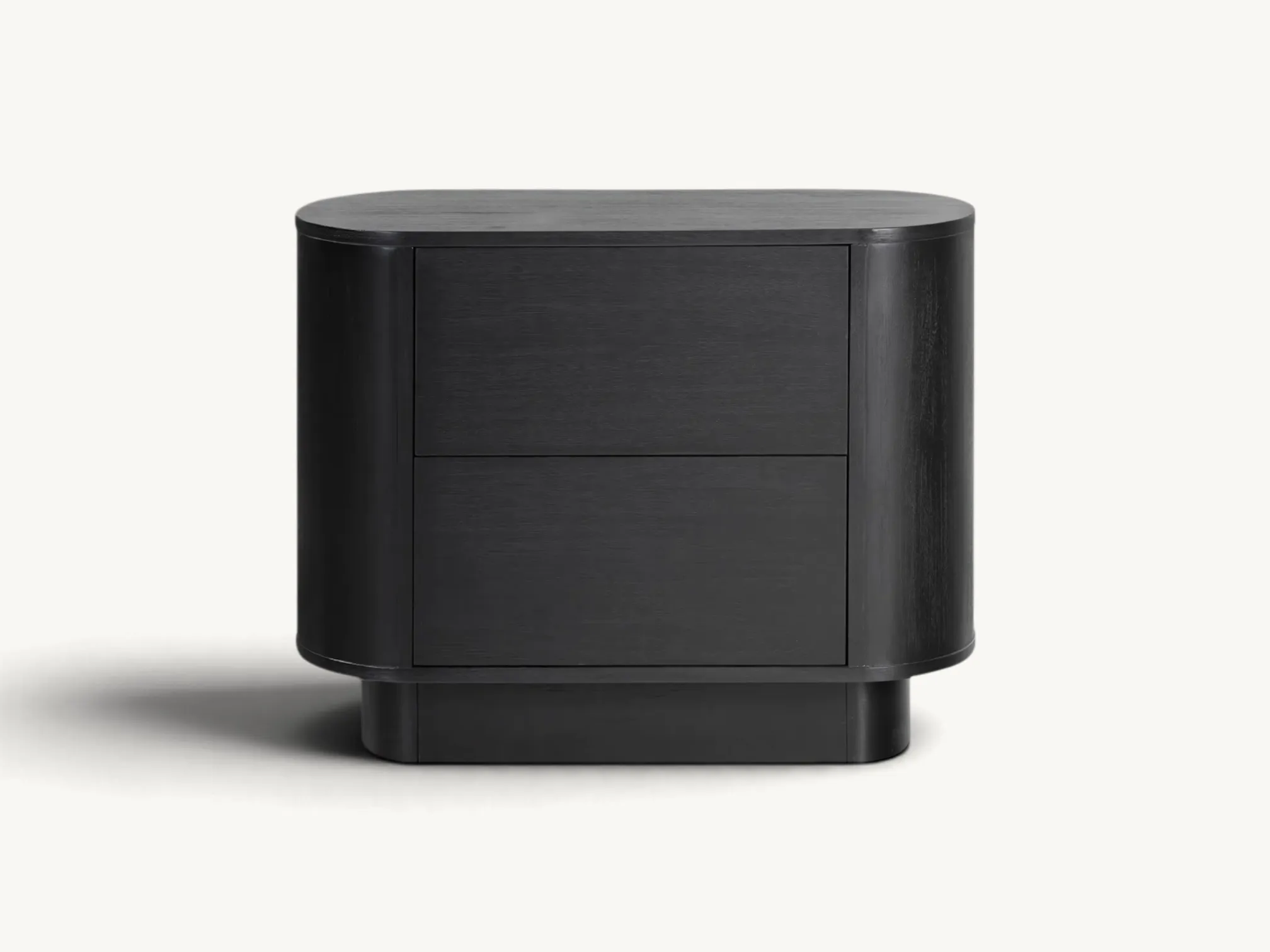 Minimalist teak wood nightstand featuring a single drawer, an open storage shelf, and sleek, slightly tapered legs with a warm natural finish.