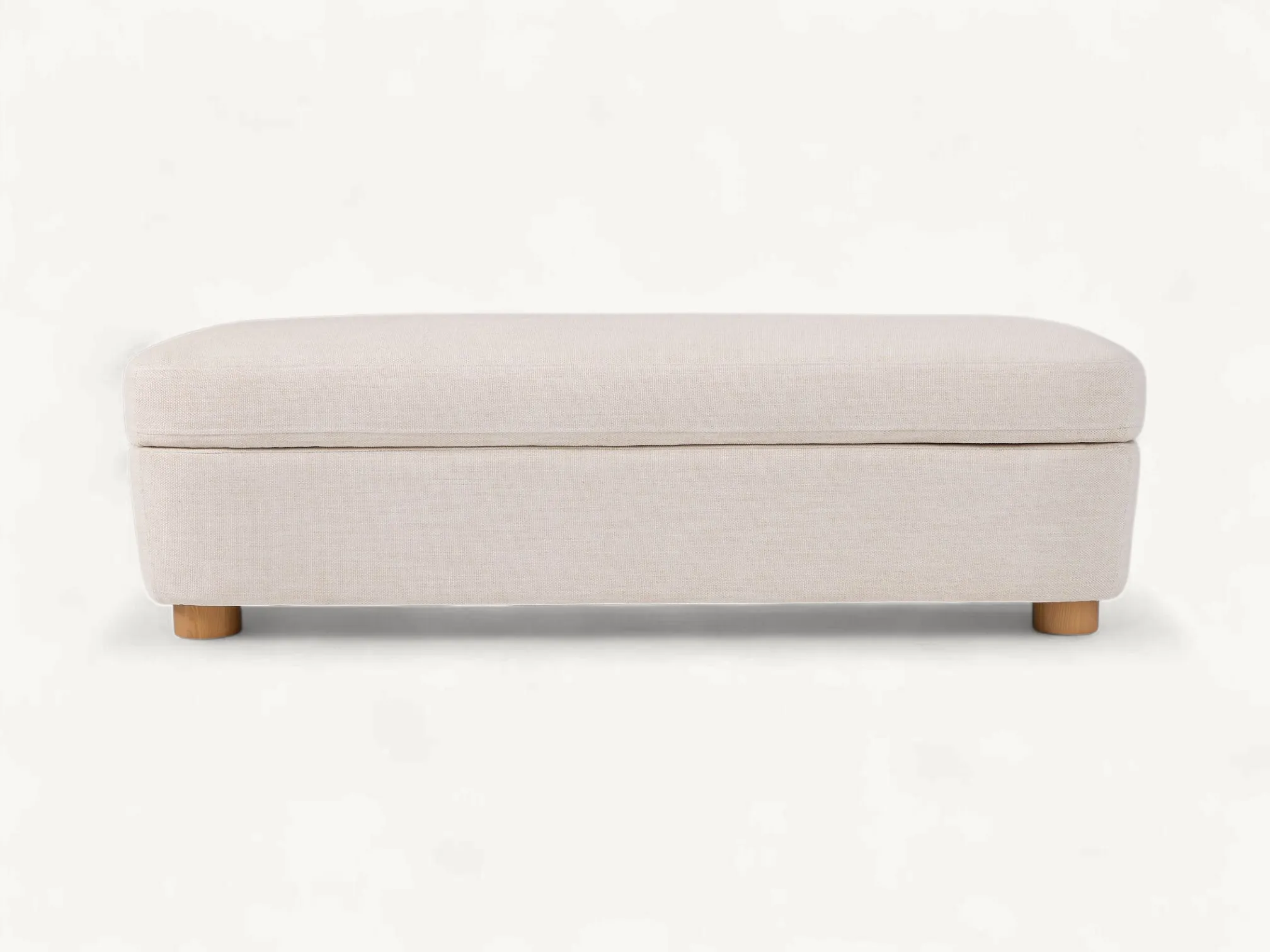 Solid teak wood storage bench with natural rattan woven panels on the front and a lift-up seat mechanism.